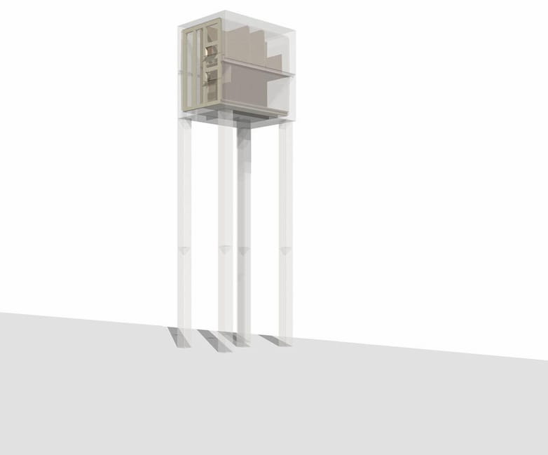 Schematic of proposed barn owl and bat tower for Crossness nature reserve.