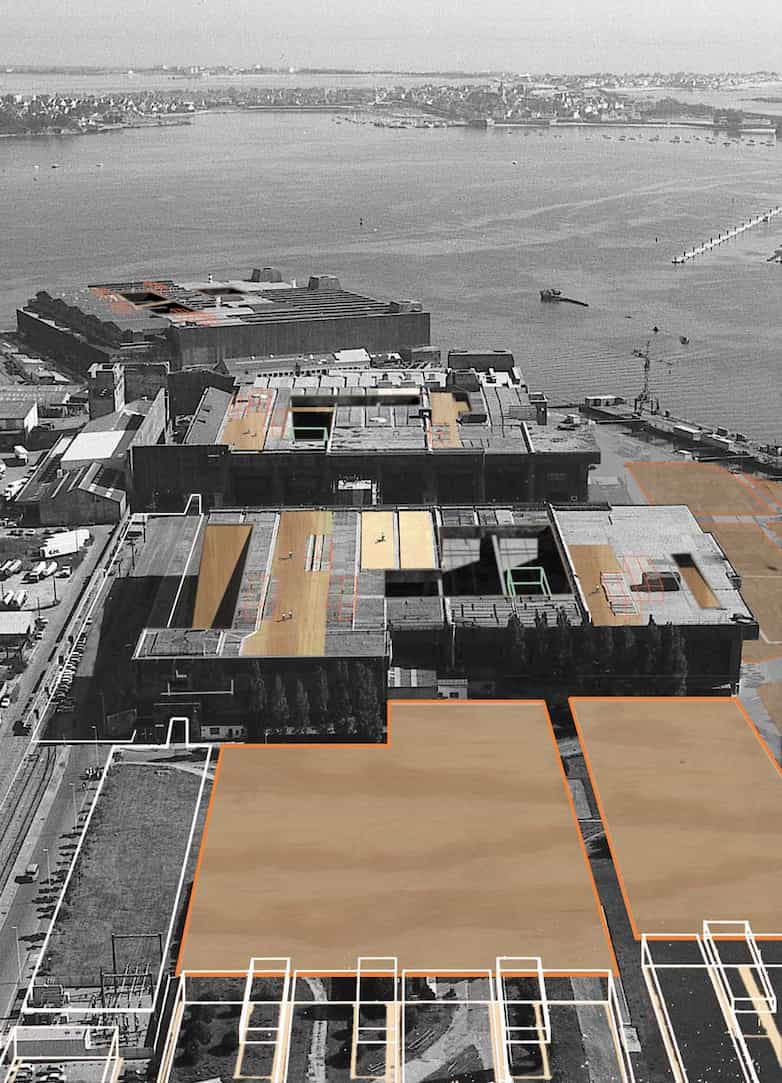 Aerial montage showing proposed alterations.