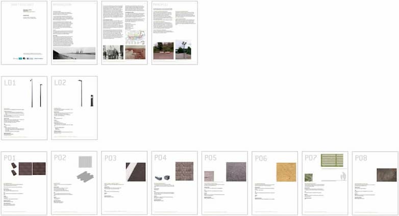 Sample pages from the materials and elements palette.