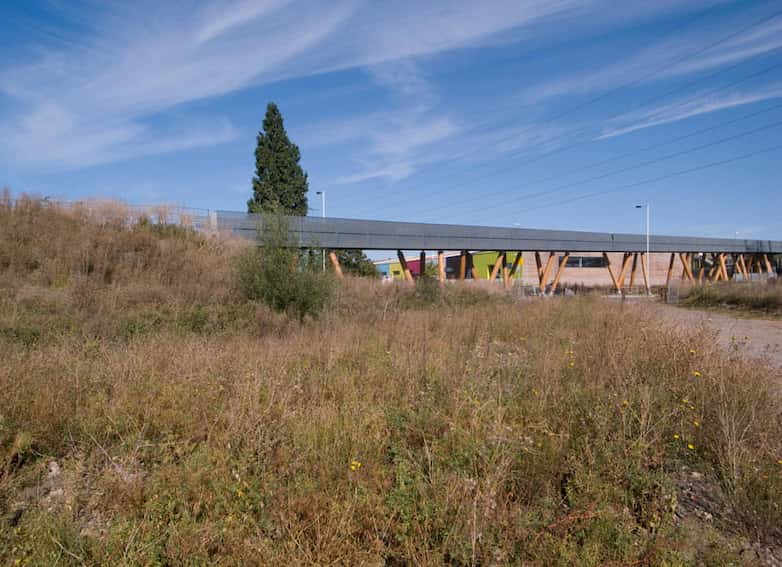 The raised part of the trackway connects to a new earth ramp.